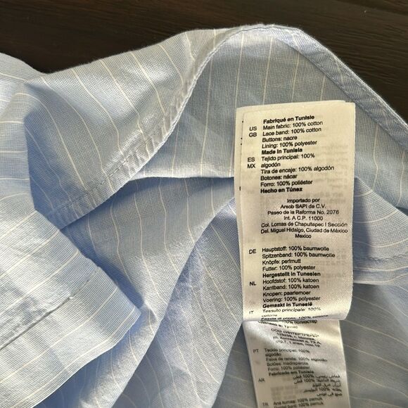 Sandro Blue White Strip Lace Insert Long Sleeve Button Down Blouse Shirt size 2 - Picture 15 of 15